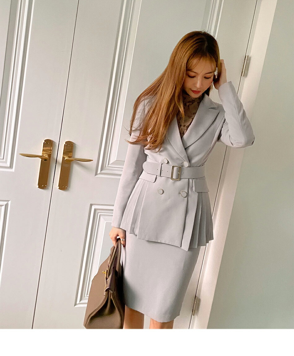 された アウター オフィスカジュアル オフィス 春 秋 韓国 ファッション Dholic 通販 Paypayモール ジャケット プリーツ ベルト ウエストマーク ユニーク 長袖 カジュアル 冬 ゴールド サイトに