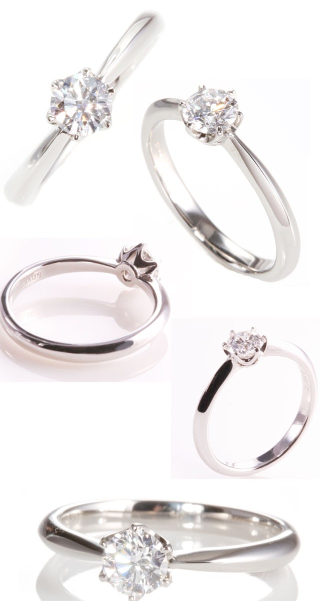 婚約指輪 ティファニー6本爪デザイン 0.4ct D VVS1 EX 鑑定書