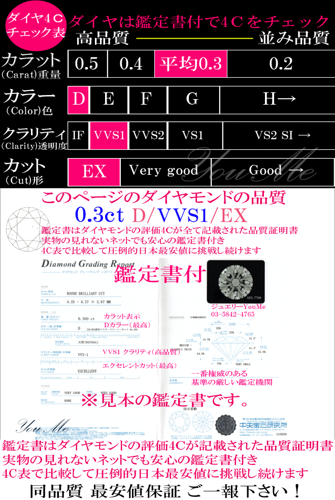 0.3ct D VVS1 EX ティファニーデザイン1粒ダイヤリング あす