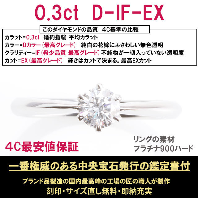 あすつく 婚約指輪 0.3ct D IF EX ティファニー6本爪デザイン 一粒ダイヤ 天然ダイヤモンド 鑑定書付き プロポーズ エンゲージリング  普段使い : if-0007 : JewelryYouMe - 通販 - Yahoo!ショッピング