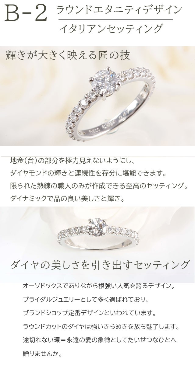 婚約指輪 安い 0.5ct D-VVS1-EX イタリアンセッティングラウンド