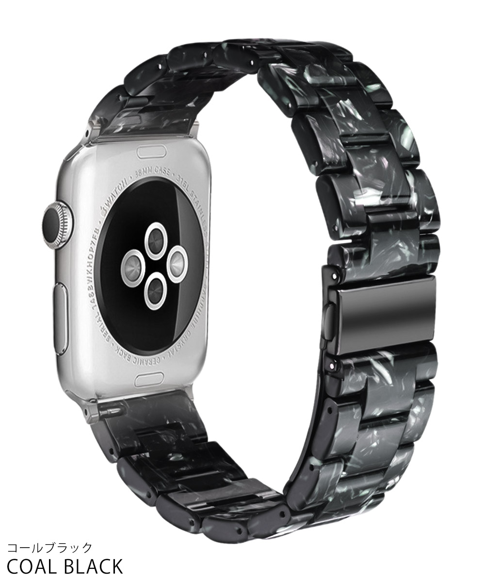 アップルウォッチ バンド 女性 レディース ベルト apple watch 40 41 44 45 mm series 9 8 7 SE 6 5 4  3 2 1 ブランド おしゃれ べっ甲 大理石柄 樹脂素材