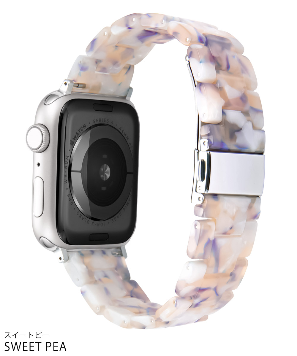 アップルウォッチ バンド 女性 レディース 38mm 40mm 42mm 44mm ブランド おしゃれ ベルト apple watch べっ甲  大理石柄 樹脂素材