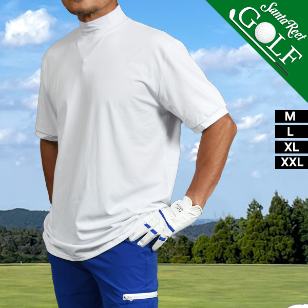 【COBRA／コブラ】胸元ストライプ ストレッチ 半袖モックネックシャツ・L・橙 COBRA／コブラ】胸元ストライプ ストレッチ 半袖モックネック
