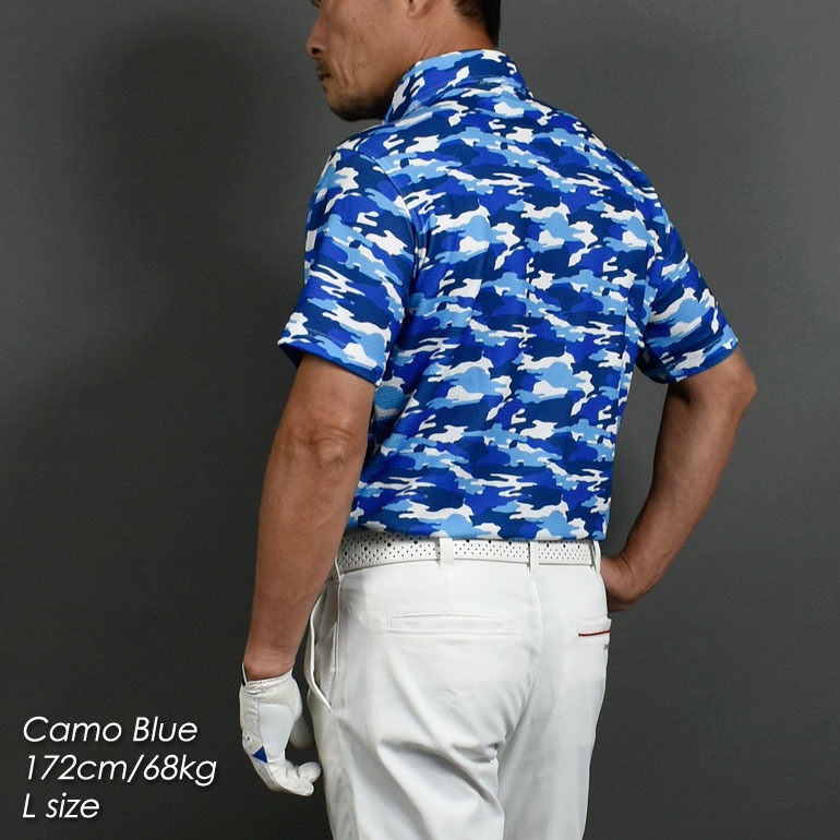 ゴルフ ポロシャツ メンズ ゴルフウェア ポロシャツ 半袖 大きいサイズ ボタンダウン 総柄 ゴルフトップス おしゃれ 春 夏 サンタリート  CG-SP318 メンズウエア