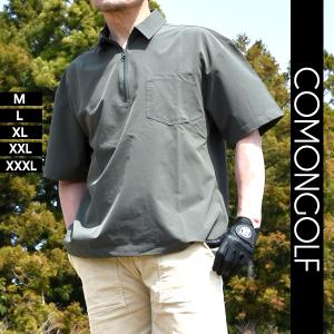 ゴルフ ポロシャツ メンズ ゴルフウェア ZIP ジップ ポロシャツ 半袖 大きいサイズ ビッグシル...