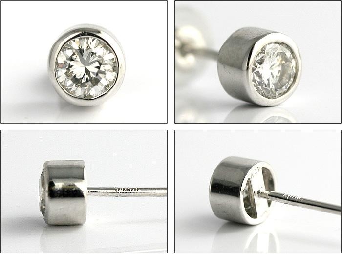 プラチナ ダイヤモンド フクリン留めピアス 0.30ct 品質保証書付 無色