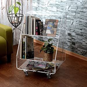Kuai アクリル マガジンラック 2段式 キャスター付き 透明感 おしゃれ