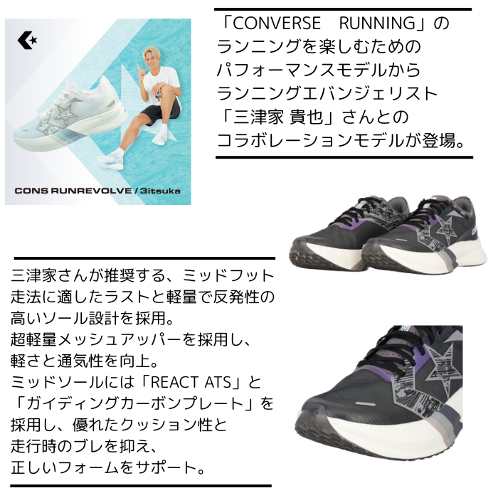コンバース ランニングシューズ CONS RUNREVOLVE / 3itsuka  33600012 【送料無料】 CONVERSE RUNNING コンズ ランリボルヴ メンズ 三津家 貴也 コラボ商品 | CONVERSE | 05