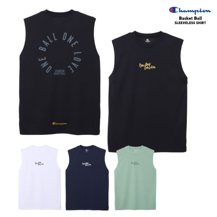 Champion チャンピオン ノースリーブシャツ C3-DB326 バスケットボール メンズ スリーブレスシャツ 練習着 部活 吸汗速乾 抗菌防臭 One Ball One Love | Champion