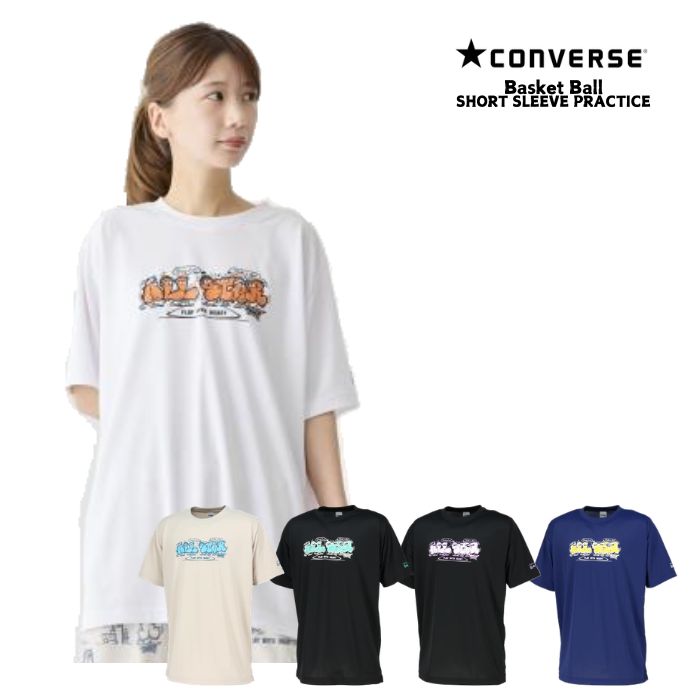 CONVERSE コンバース プリントTシャツ CB261356 バスケットボール 半袖 練習着 部活 メンズ レディース 吸汗速乾 UVカット | CONVERSE