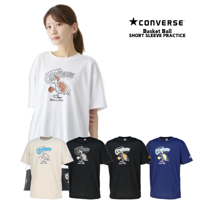 CONVERSE コンバース プリントTシャツ CB261361 バスケットボール 半袖 練習着 部活 メンズ レディース 吸汗速乾 UVカット | CONVERSE