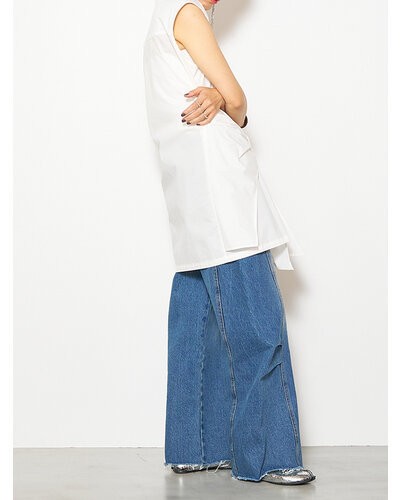 YENN イエン KNEE TUCK DENIM PT レディース ワイドデニムパンツ DENIM