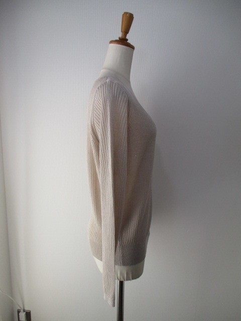 DONA MARIE ドナマリー J-951028 スパンコールヤーンリブシアーカーディガン BEIGE レディース 25春夏 Vネック サマーニット 羽織り 冷房対策 送料無料 DONA MARIE ドナマリー J-951028 スパンコールヤーンリブシアー