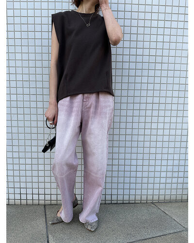 パンツ YENN KNEE TUCK DENIM PINK 36 YENN パンツ ニータックデニムパンツ レディース メンズ