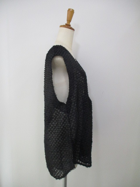 【送料無料】ANNA KERRY アンナケリー 56253708 U-NECK JACQUARD GILET Uネック ジャカード ジレ レディース 秋 シアー 毛足あり スリット レイヤード BLACK M Anna Kerry 【送料無料】ANNA KERRY アンナケリー 56253708 U