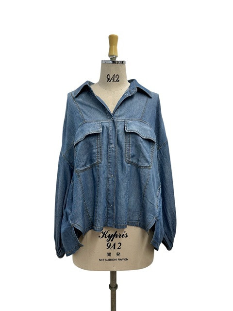 ayane ご予約品 アヤン シアーデニムショート丈シャツ 816301