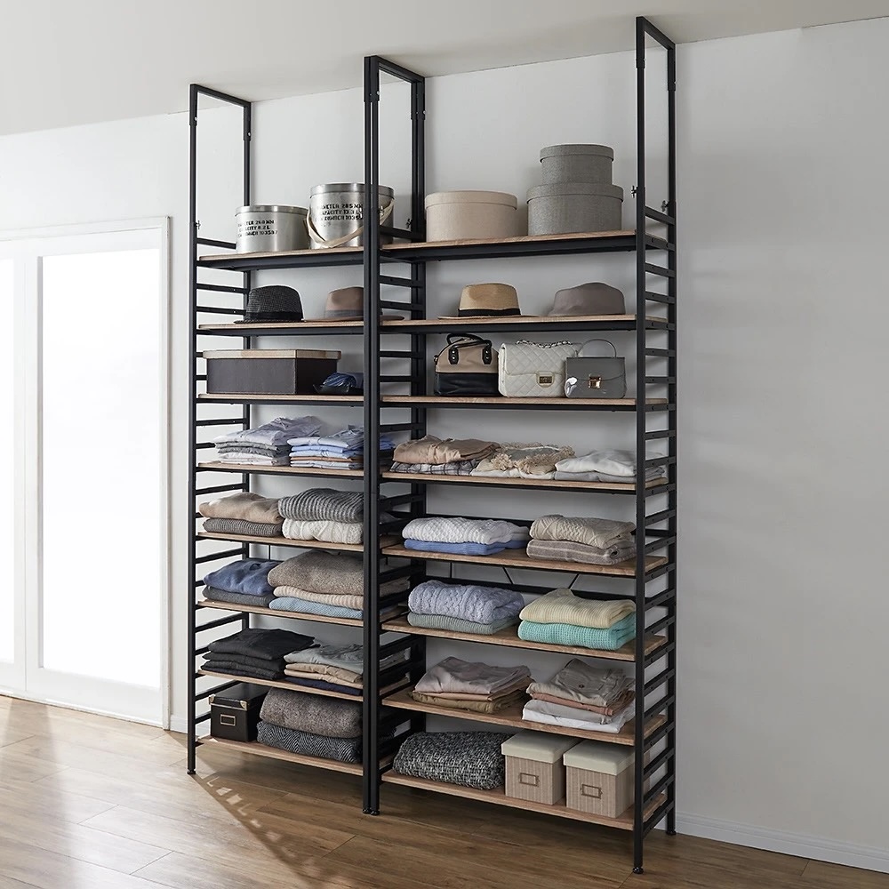 ★【美品】リビング壁面収納 システム収納 ブルックリン風突っ張りラック軽量ラック dinos（ディノス） ブルックリンテイスト頑丈突っ張りラック 幅90cm