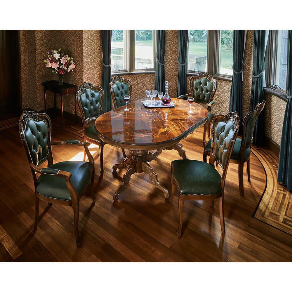 dinos（ディノス） イタリア製 象がんオーバルダイニングテーブル 幅