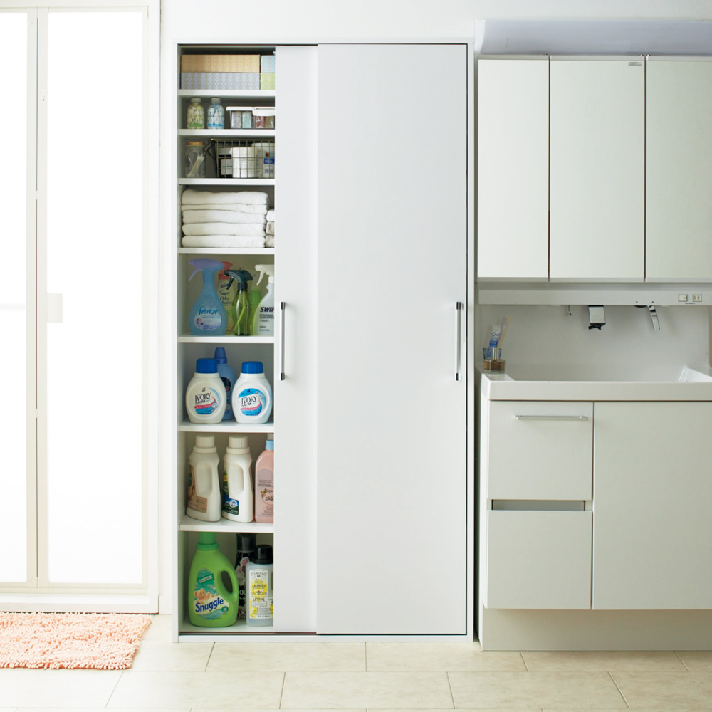 トイレ収納 洗面所収納 バスタオルハンガー 脱衣所 薄型 すっきり隠せる薄型引き戸収納庫 幅60cm 775031 トイレ収納 洗面所収納 幅60cm 写真は幅90cmタイプです ：幅56 2奥行22高さ87 家具