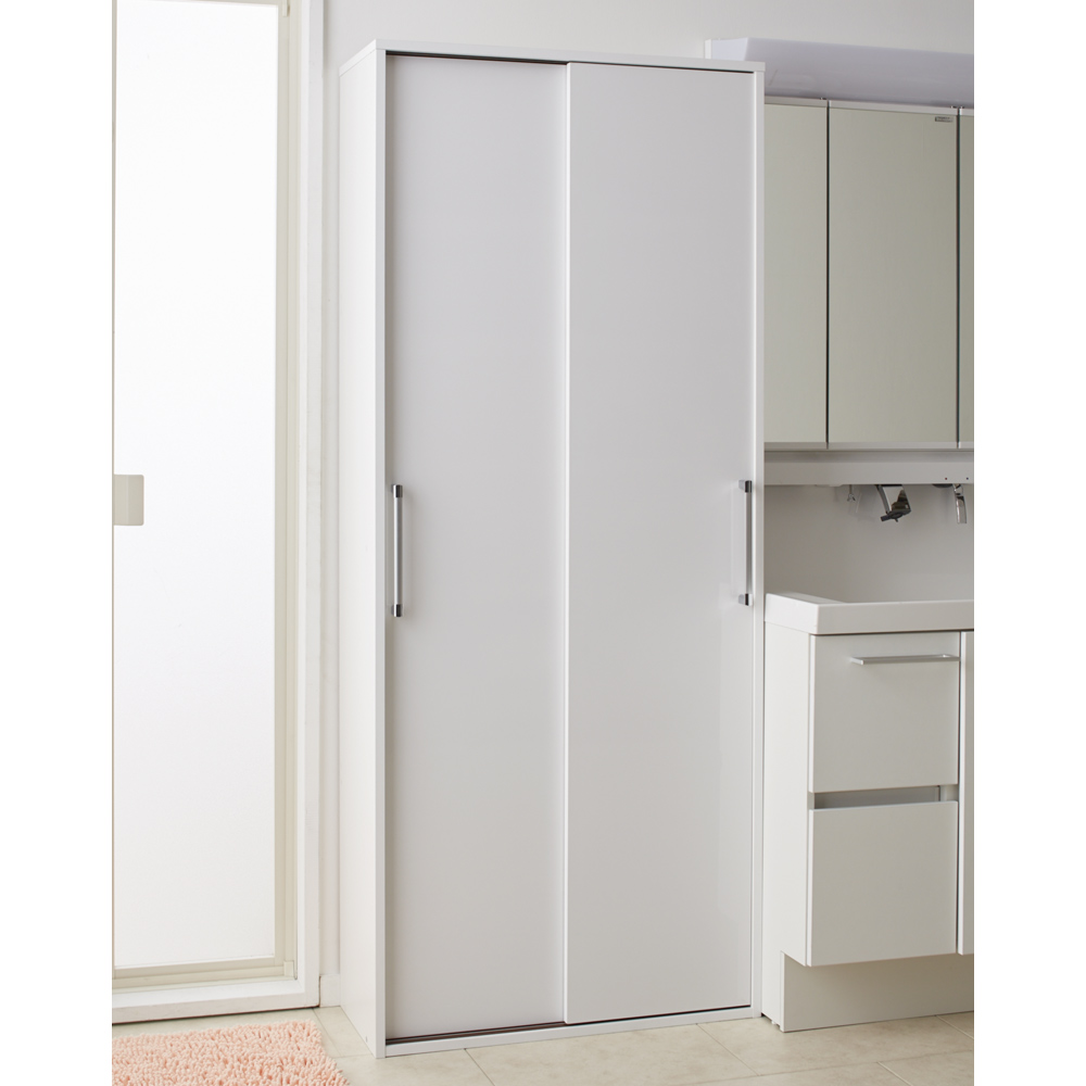 トイレ収納 洗面所収納 バスタオルハンガー 脱衣所 薄型 すっきり隠せる薄型引き戸収納庫 幅60cm 775031 トイレ収納 洗面所収納 幅60cm 写真は幅90cmタイプです ：幅56 2奥行22高さ87 家具