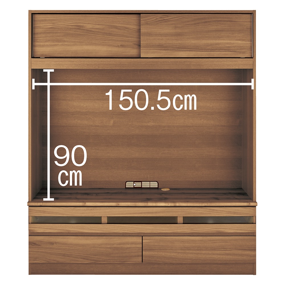 【最終】 リビング収納 テレビ台 テレビボード コンセント パソコン コード収納 狭い場所でも収納たっぷり引き戸壁面収納シリーズ テレビ台 幅155cm 808913 【PET1588392812】 (55766円)