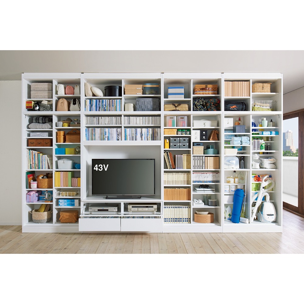 【最終】 リビング収納 テレビ台 テレビボード コンセント パソコン コード収納 狭い場所でも収納たっぷり引き戸壁面収納シリーズ テレビ台 幅155cm 808913 【PET1588392812】 (55766円)
