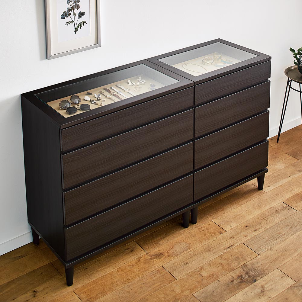 dinos（ディノス） 北欧ジュエリー収納付チェスト ロータイプ 幅80cm