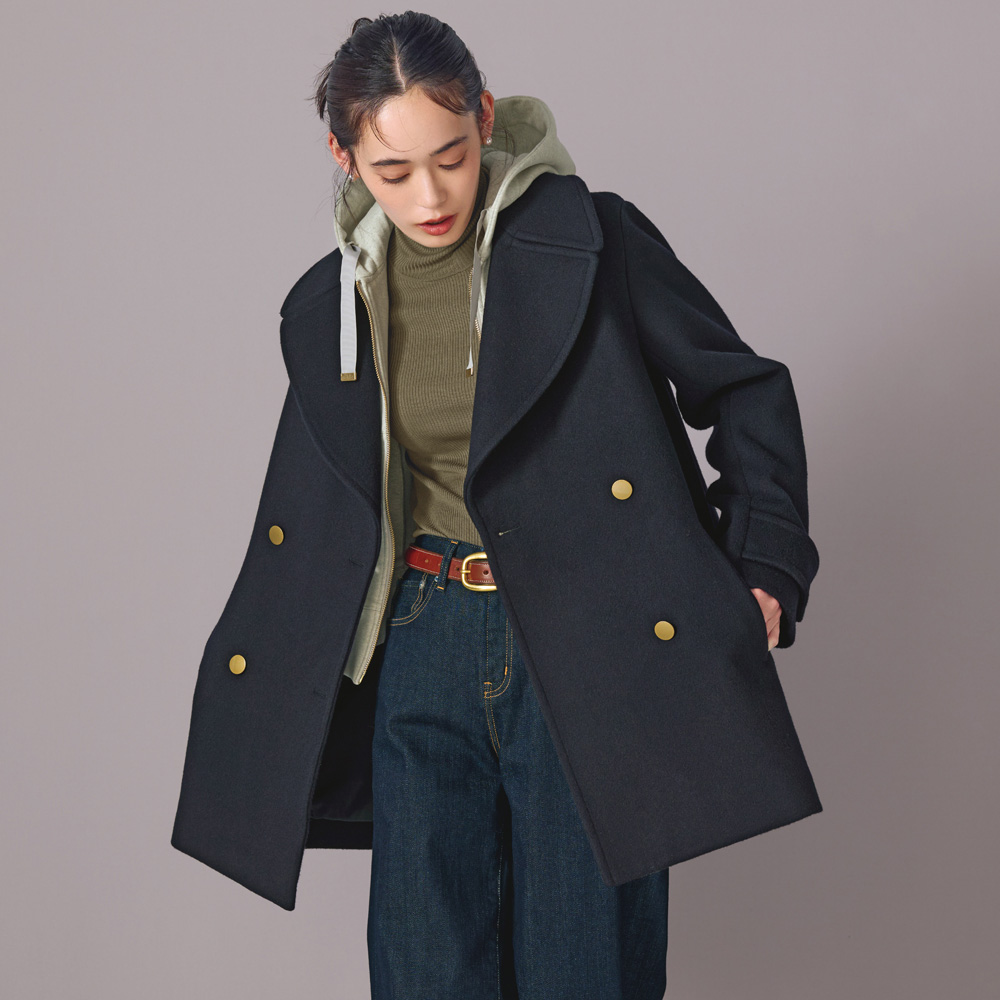 【C'est Privee】レナウン 新品 リバーシブル ウール混 薄手コート C'est Privee】レナウン 新品 リバーシブル ウール混 薄手コート