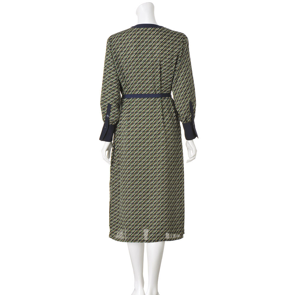 dinos（ディノス） 幾何学柄プリント バイカラーワンピース ワンピース