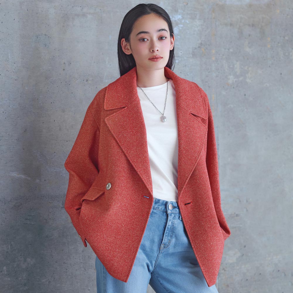 尾州産 ウールシルク混 ツイードジャケットコート ジャケット ツイードジャケット 121301 dinos（ディノス） 尾州産 ウールシルク混 ツイードジャケットコート