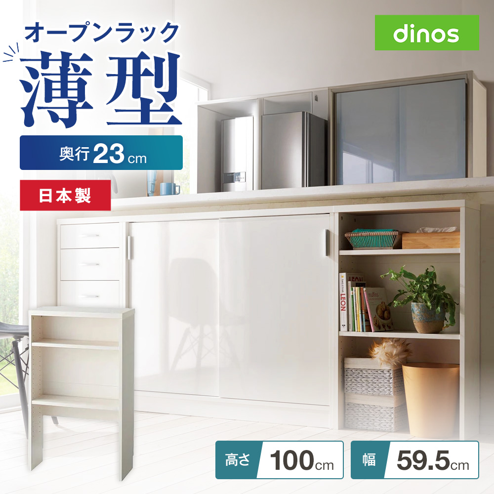 dinos（ディノス） リビング 薄型 引き戸カウンター下収納庫 奥行23高
