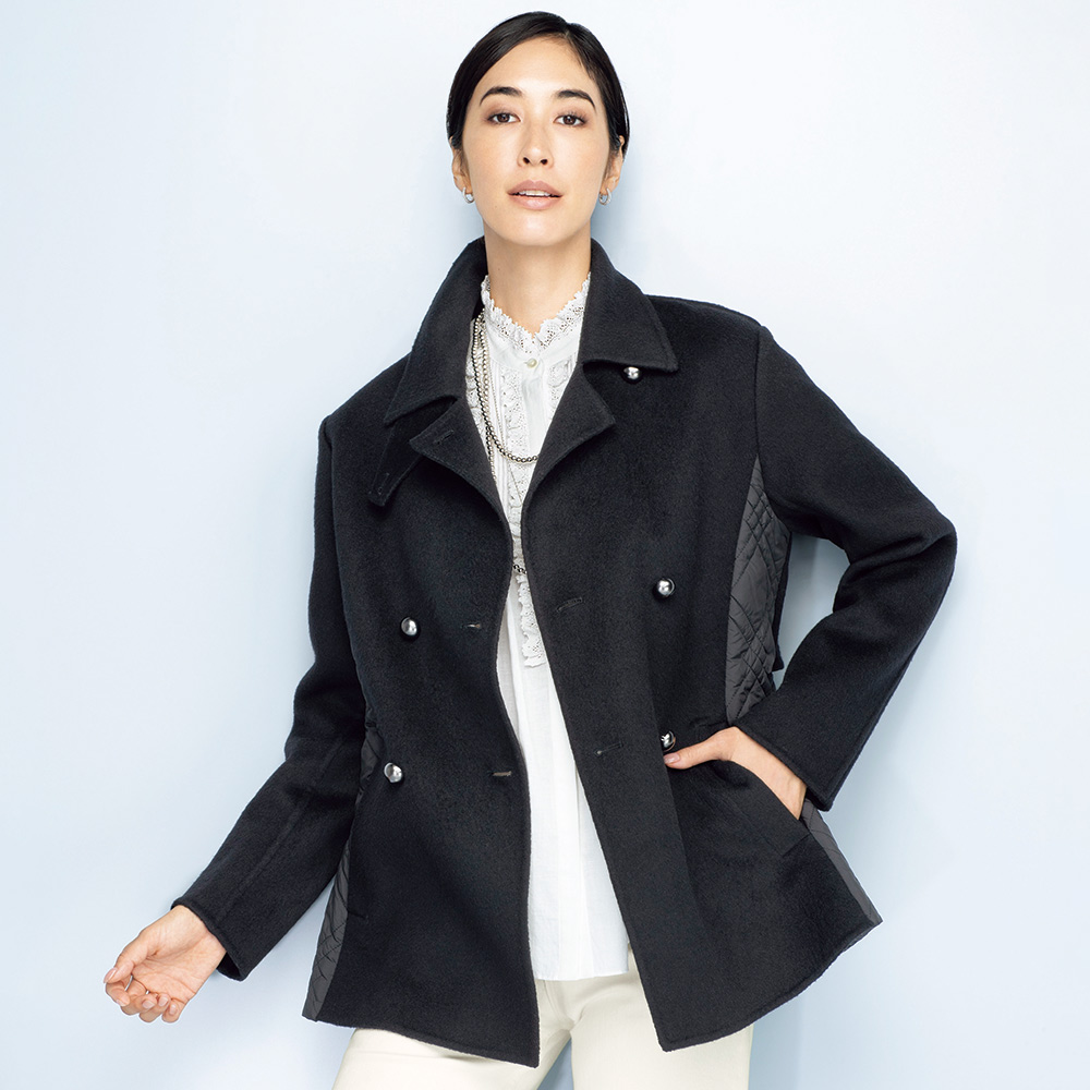 dinos（ディノス） ウールカシミヤ混 ダブルフェイス×中わた