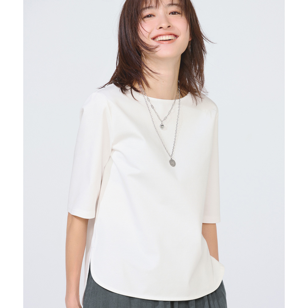 シルケットジャージー ボートネックTシャツ トップス Tシャツ ポロシャツ 354802 dinos トップス Tシャツ ポロシャツ シルケットジャージー