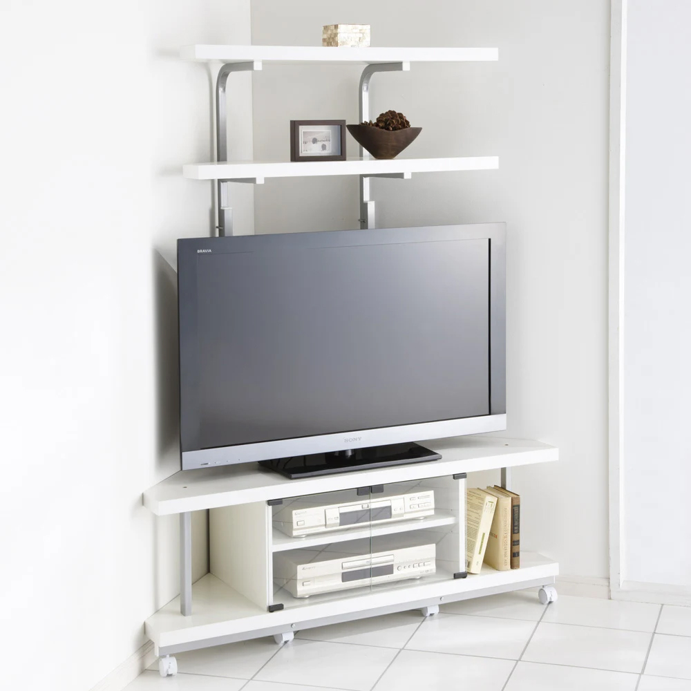 ディノス　モダン ダークウッド テレビボード 　コーナータイプ　配線口付き レンタル商品】大画面TVを置いても楽々移動！隠しキャスター付き