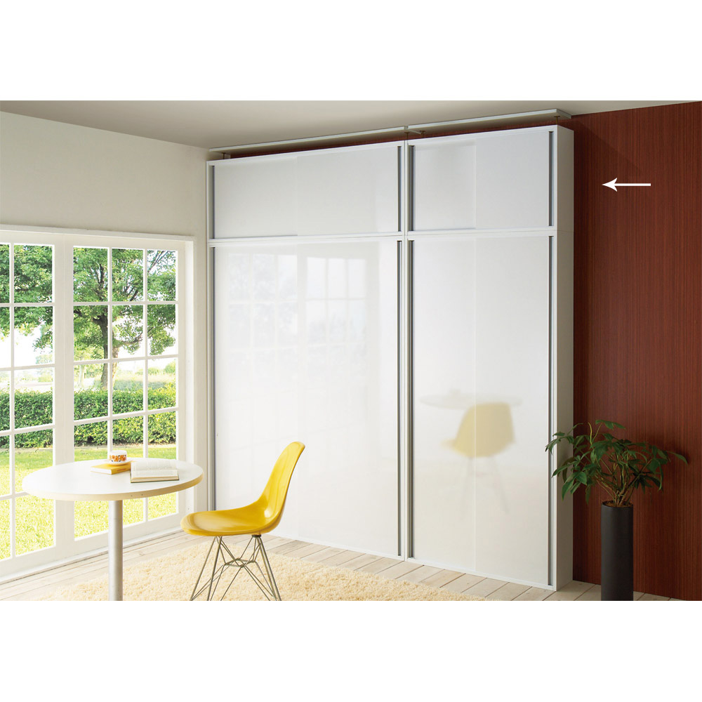 dinos（ディノス） 光沢仕様 引き戸壁面収納本棚 幅90奥行21突っ張り上