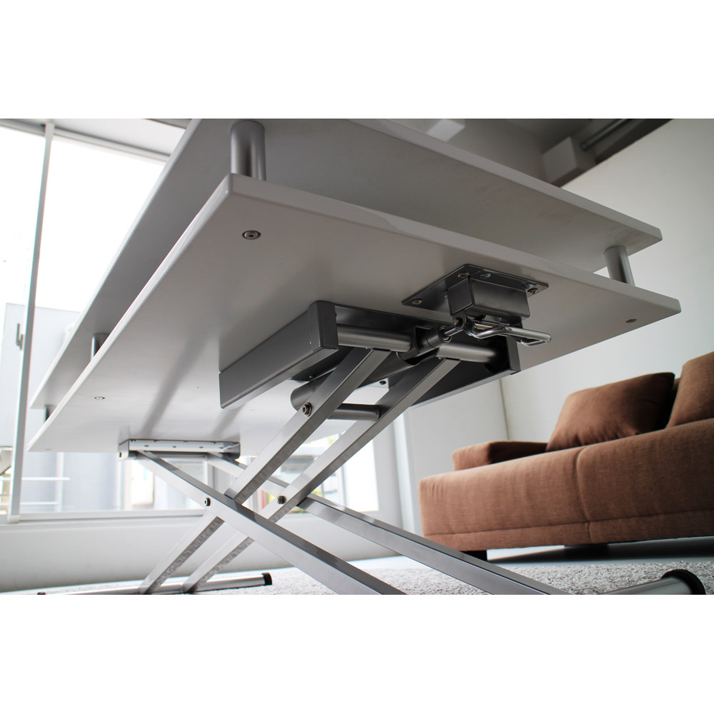 dinos（ディノス） 棚付き昇降式テーブル 幅120cm テーブル 昇降式