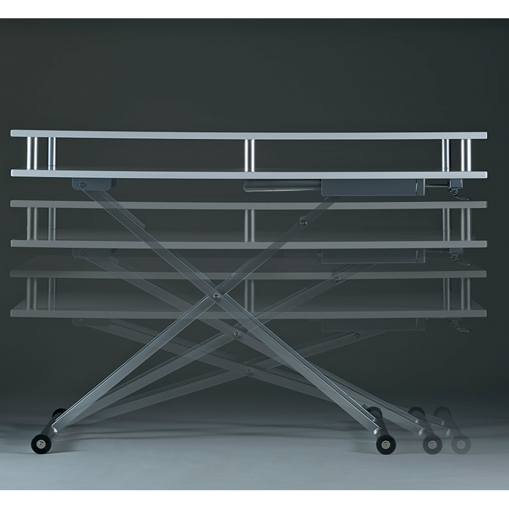 dinos（ディノス） 棚付き昇降式テーブル 幅120cm テーブル 昇降式