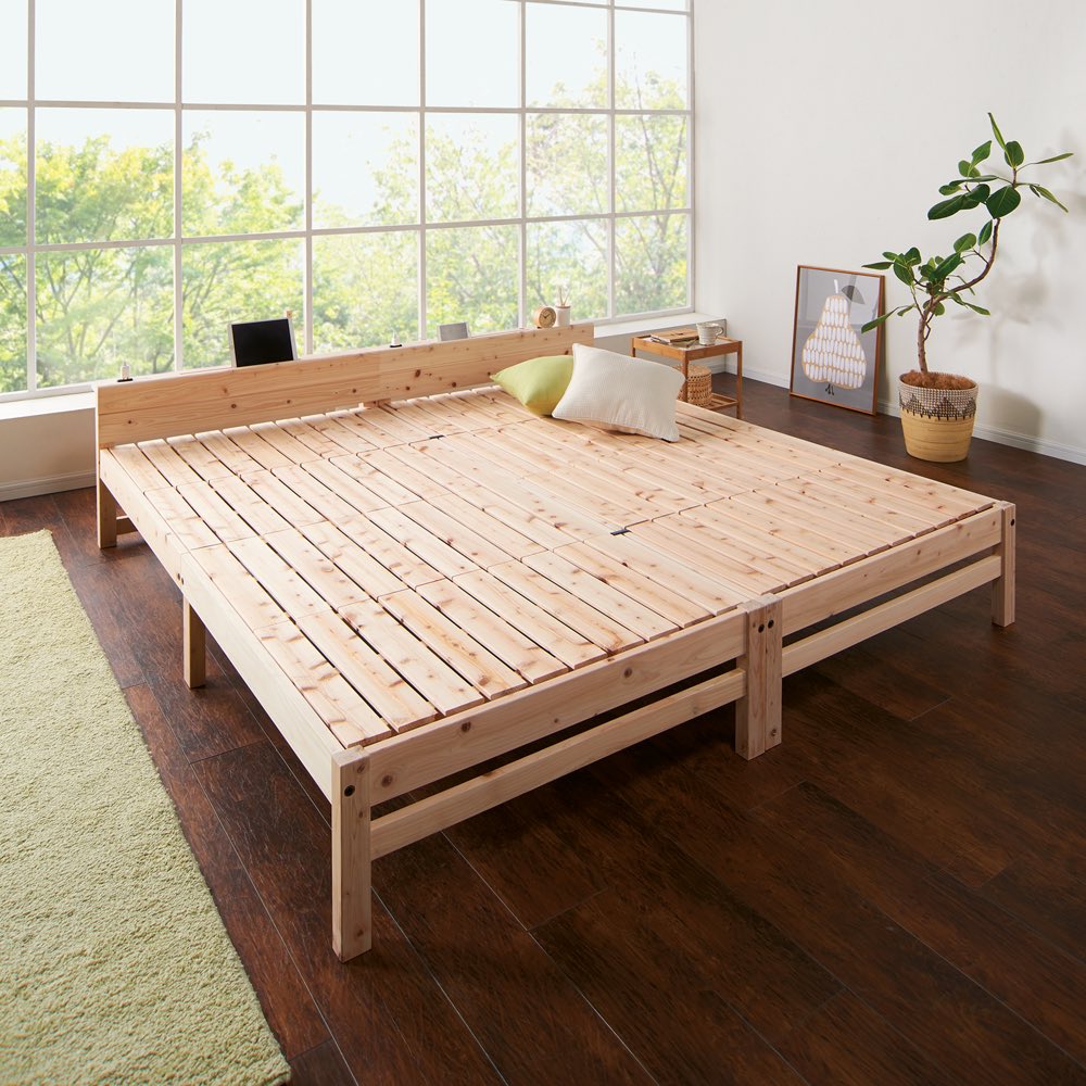 国産ひのき天然木すのこシングルベッド 棚なし 国産無塗装ひのきすのこベッドフレーム（すのこ板4分割） 通販 - ディノス