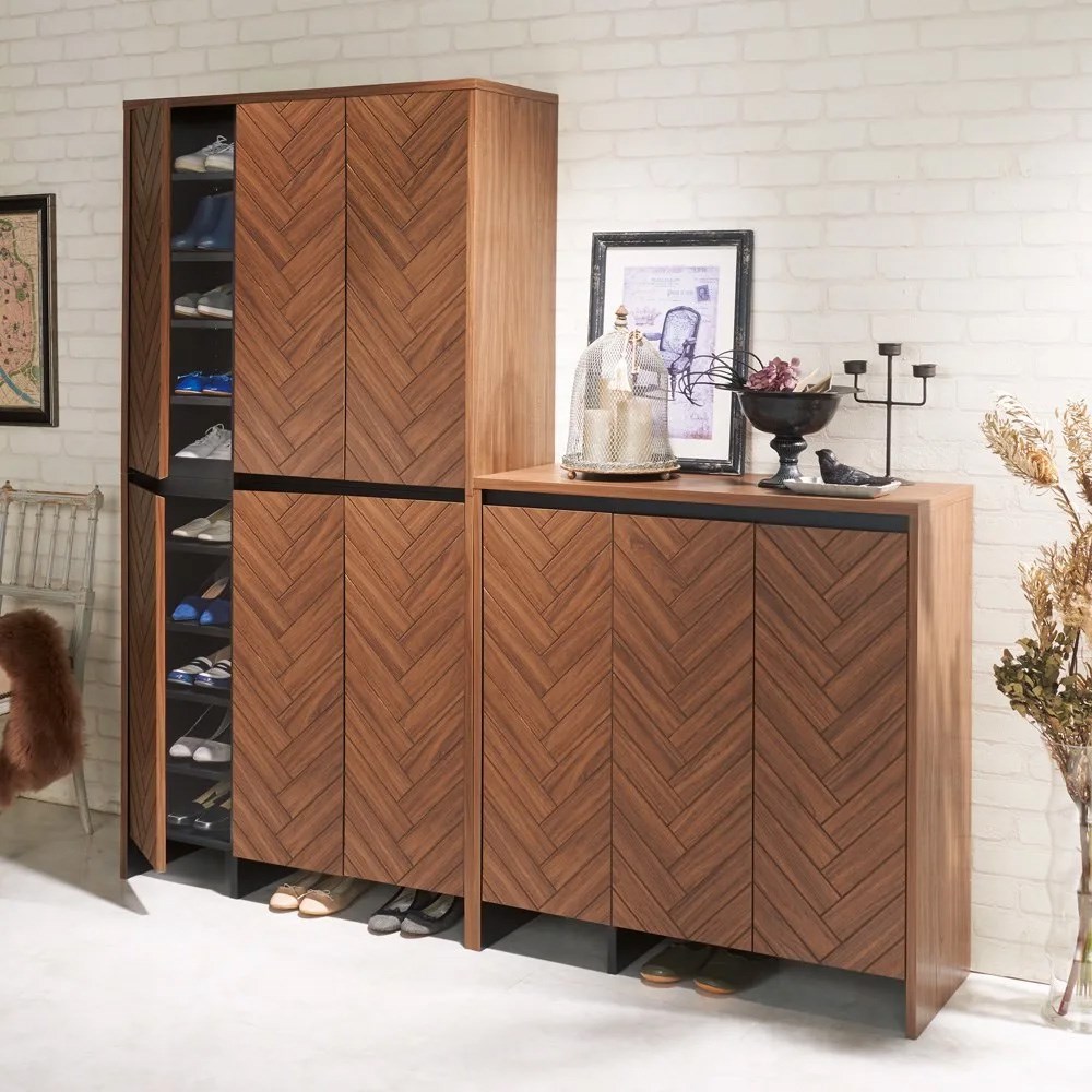 dinos ヘリンボーン柄シューズボックス ロータイプ高さ92cm・幅88cm