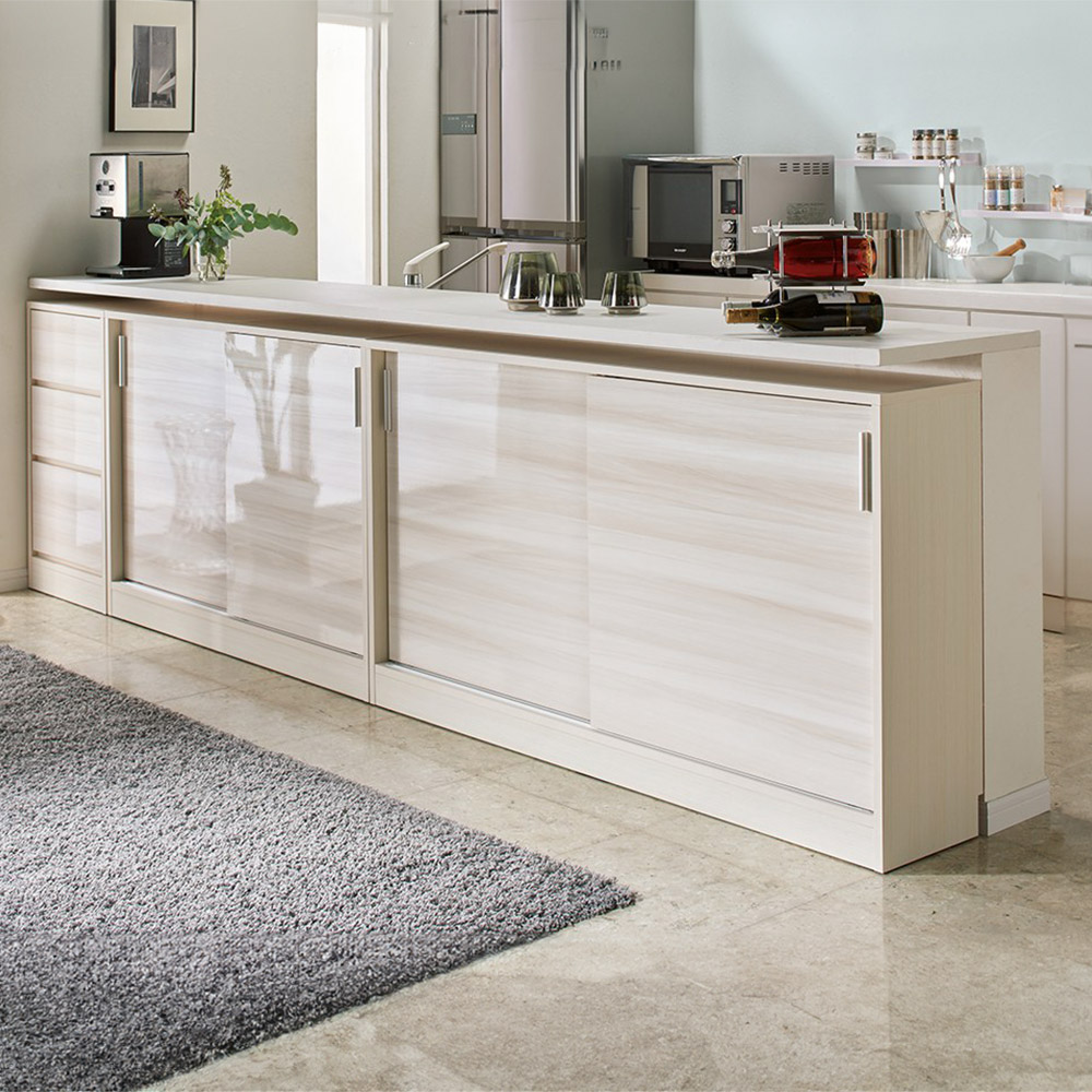 dinos（ディノス） ≪高さ100cm≫光沢木目が美しい引き戸式カウンター