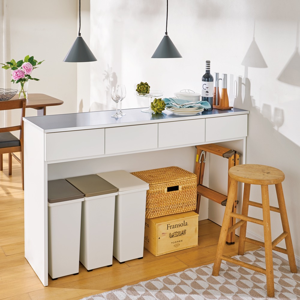 ディノス　ステンレストップ下段オープン 間仕切りカウンター 幅119cm dショッピング |ステンレストップ下段オープン 間仕切りカウンター 幅