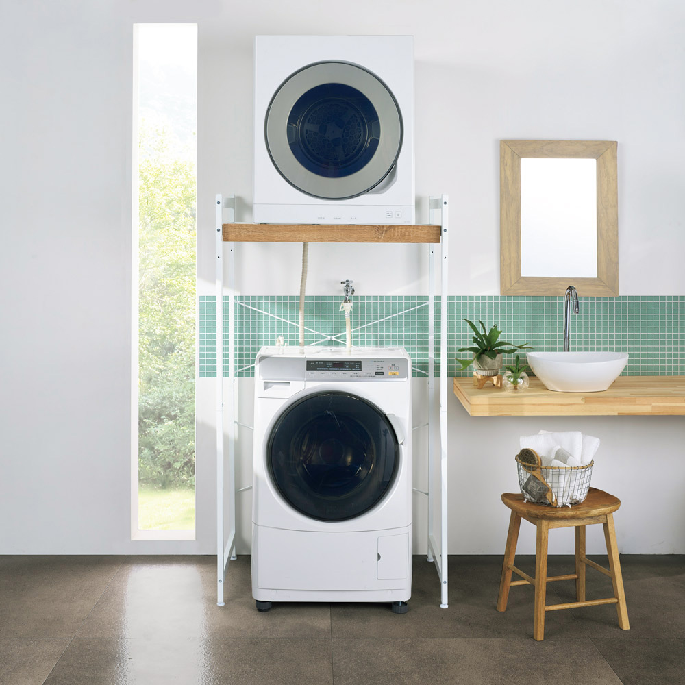 dinos 衣類乾燥機固定＆排水ホース対応 頑丈ランドリーラック 天板なし