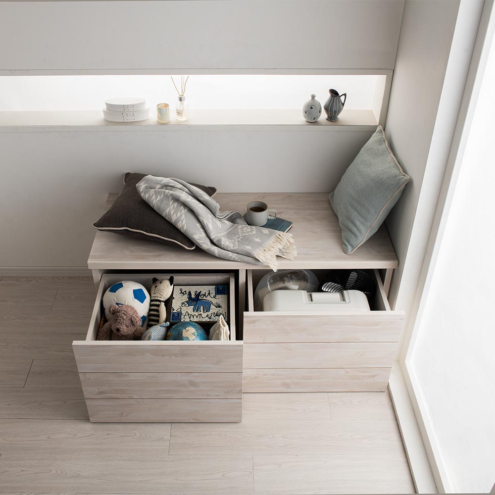 dinos（ディノス） 大容量 収納ワゴン付きリビングベンチ 幅118cm