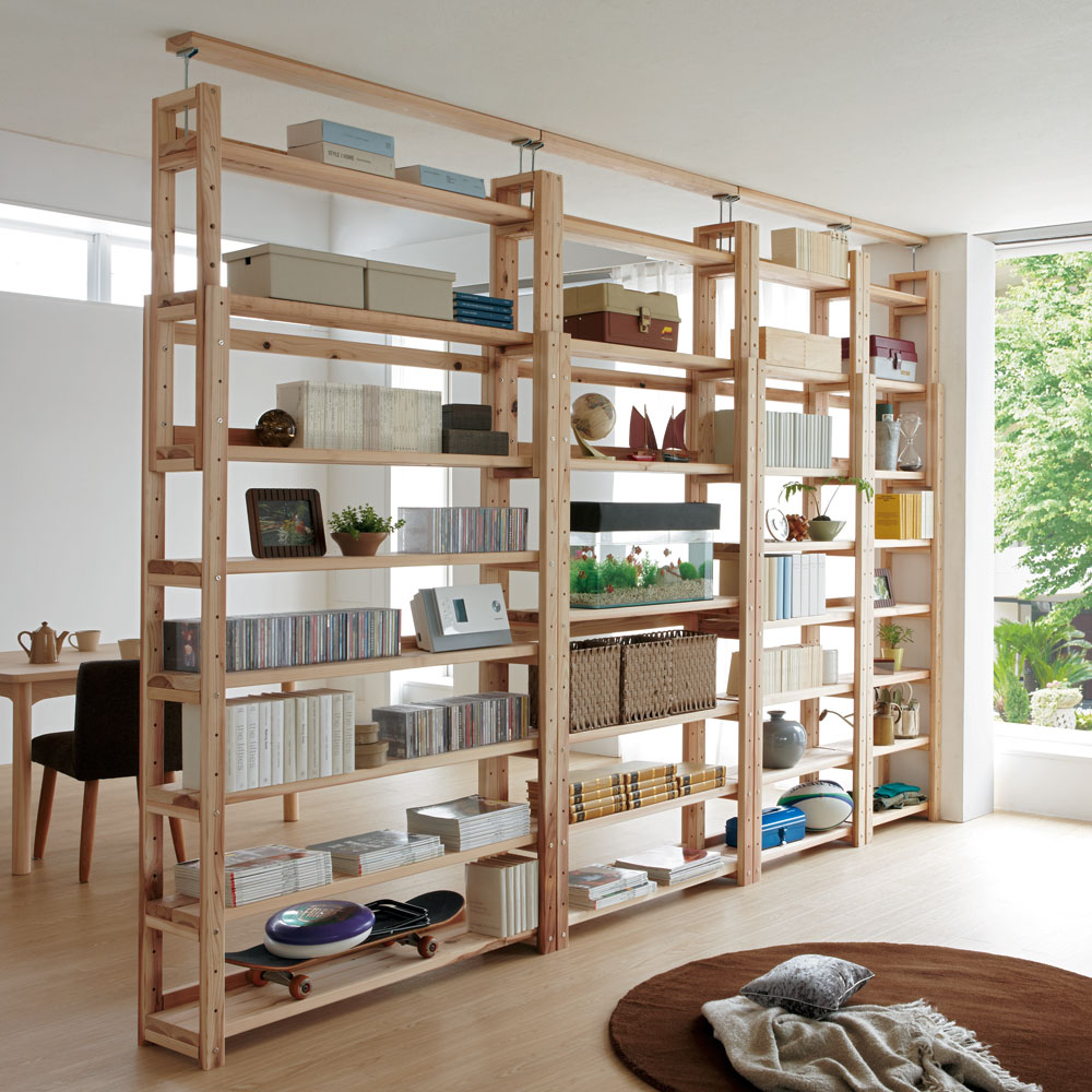 dinos（ディノス） 国産杉頑丈突っ張りラック（本棚） 幅119奥行27.5cm