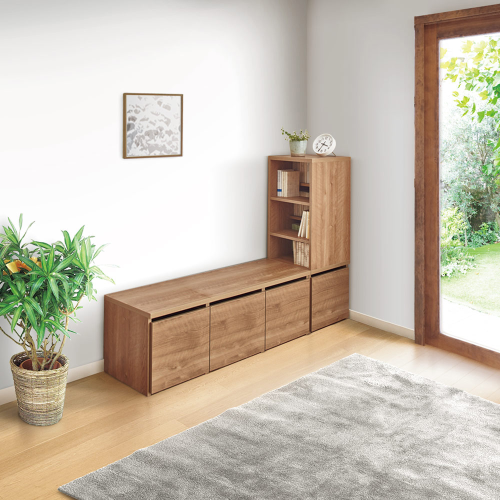 dinos（ディノス） 天然木調 段違い棚のブックシェルフ 高さ110cm 本棚