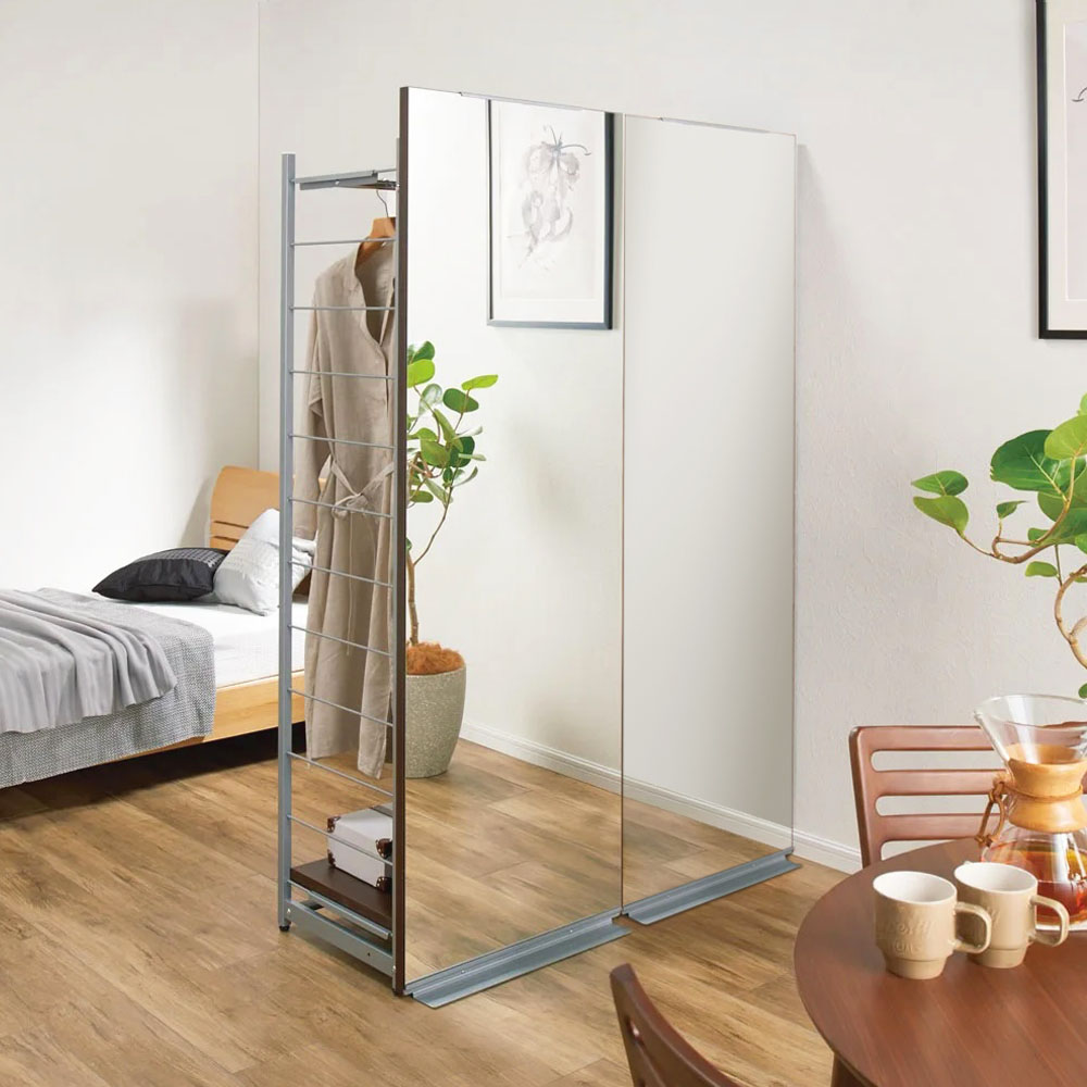 dinos（ディノス） 手軽に間仕切り パネル収納ハンガーラック 「ミラー