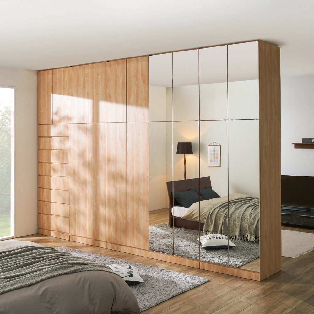 dinos（ディノス） 壁面間仕切りミラーワードローブ タワーチェスト 幅