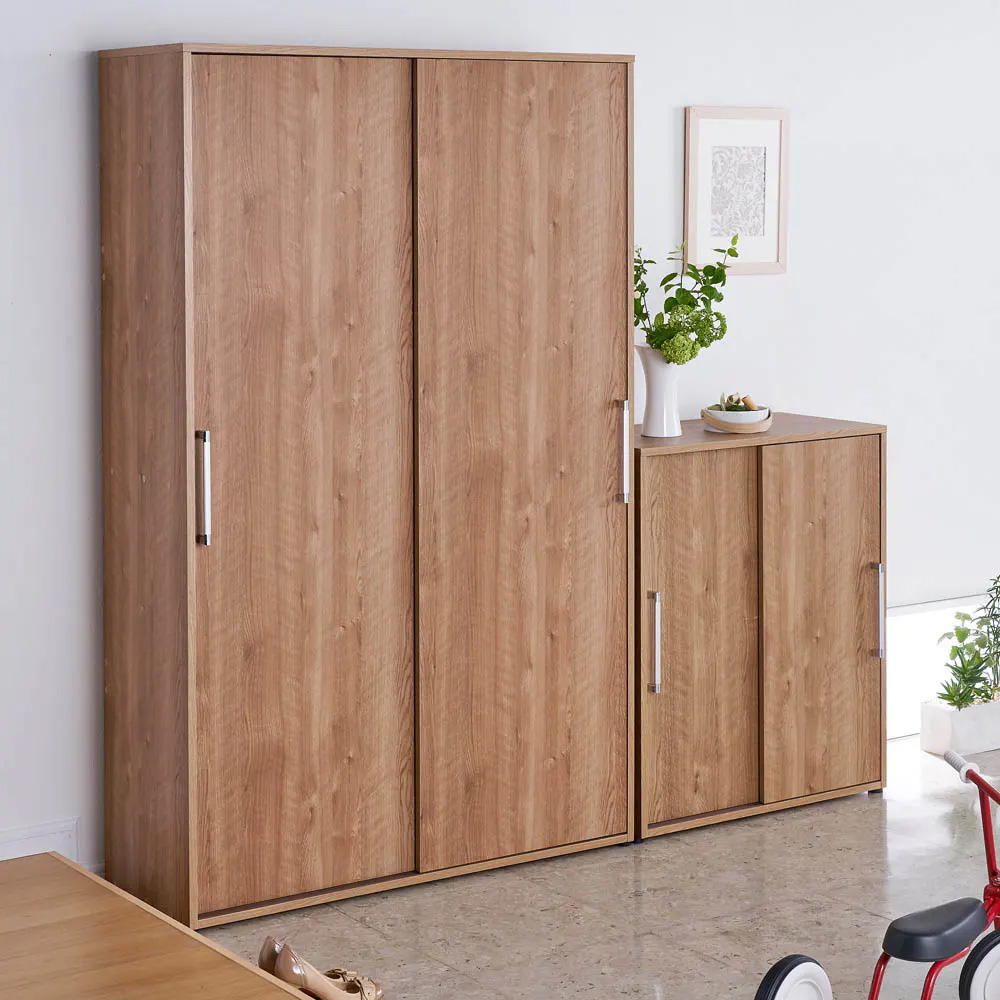 dinos（ディノス） 天然木調引き戸シューズボックス ハイ（高さ182cm