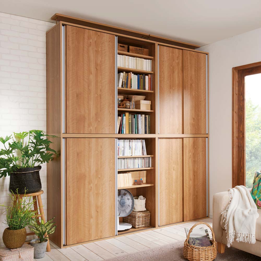 dinos（ディノス） 大量収納が自慢の引き戸式本棚 幅120本体高さ228cm